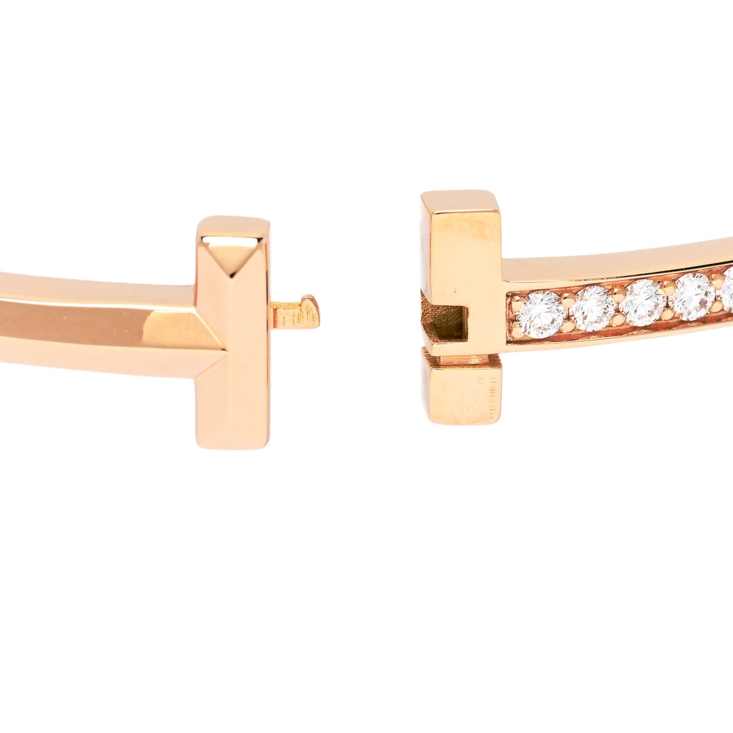 18K Rose Gold Diamond Narrow T1 Hinged Bangle Bracelet