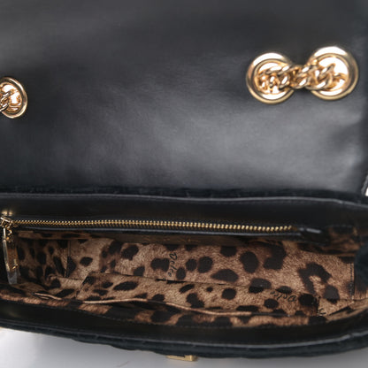 Dolce & Gabbana Velvet Watersnake Embellished Lucia Shoulder Bag Black 4 of 4
