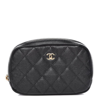 Chanel Caviar Quilted Small Curvy Pouch Cosmetic Case Black 1 of 9