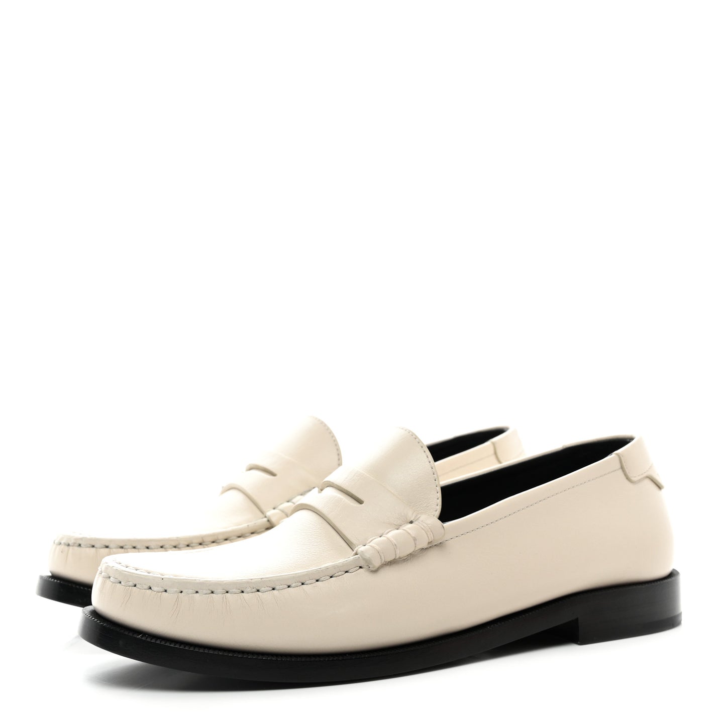 Calfskin Penny Loafers 38.5 Pearl