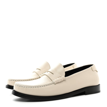 Saint Laurent Calfskin Penny Loafers 38.5 Pearl 3 of 10