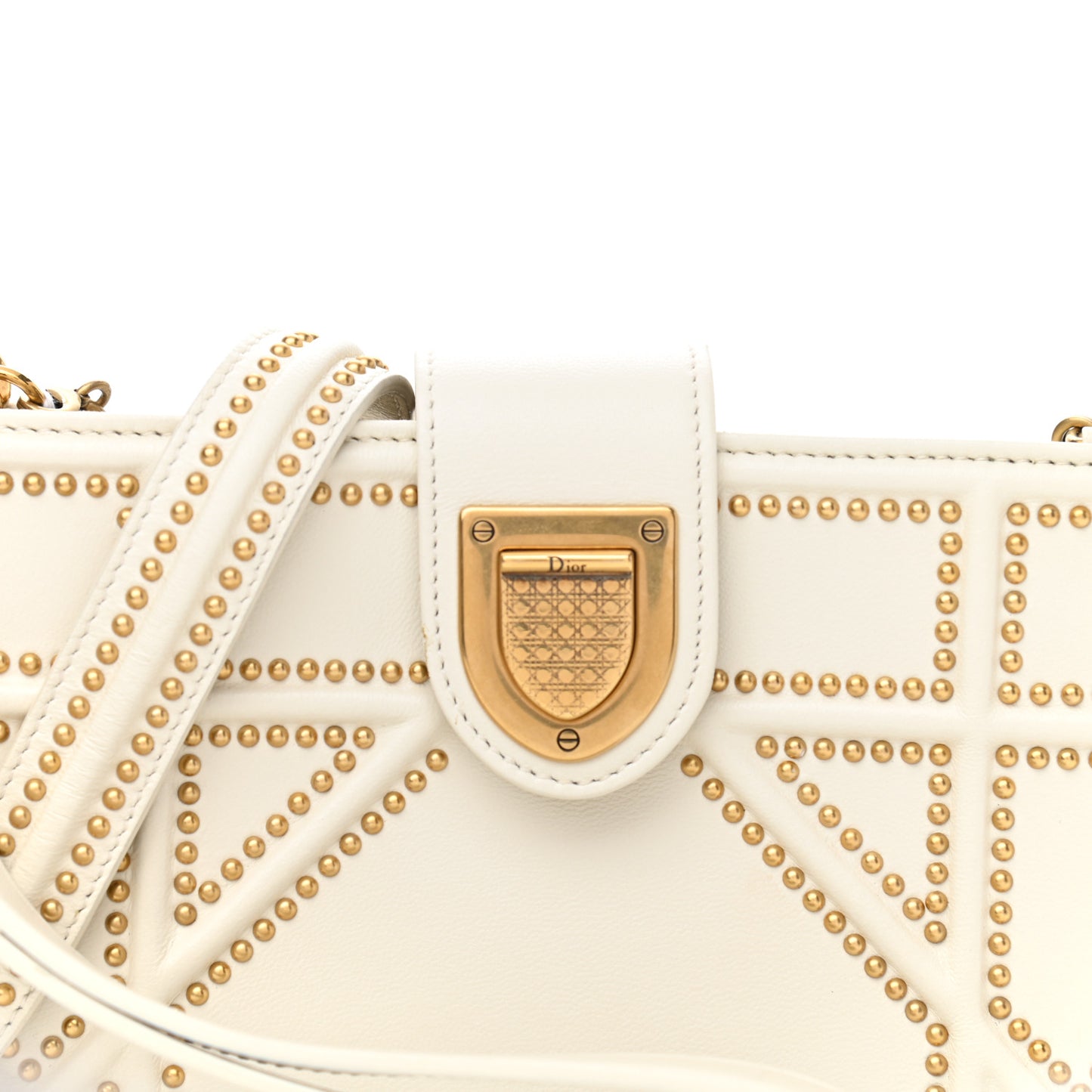 Lambskin Studded Phone Case Diorama Latte