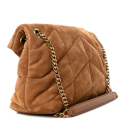 Saint Laurent Suede Calfskin Quilted Small Loulou Puffer Monogram Chain Satchel Cinnamon 2 of 12