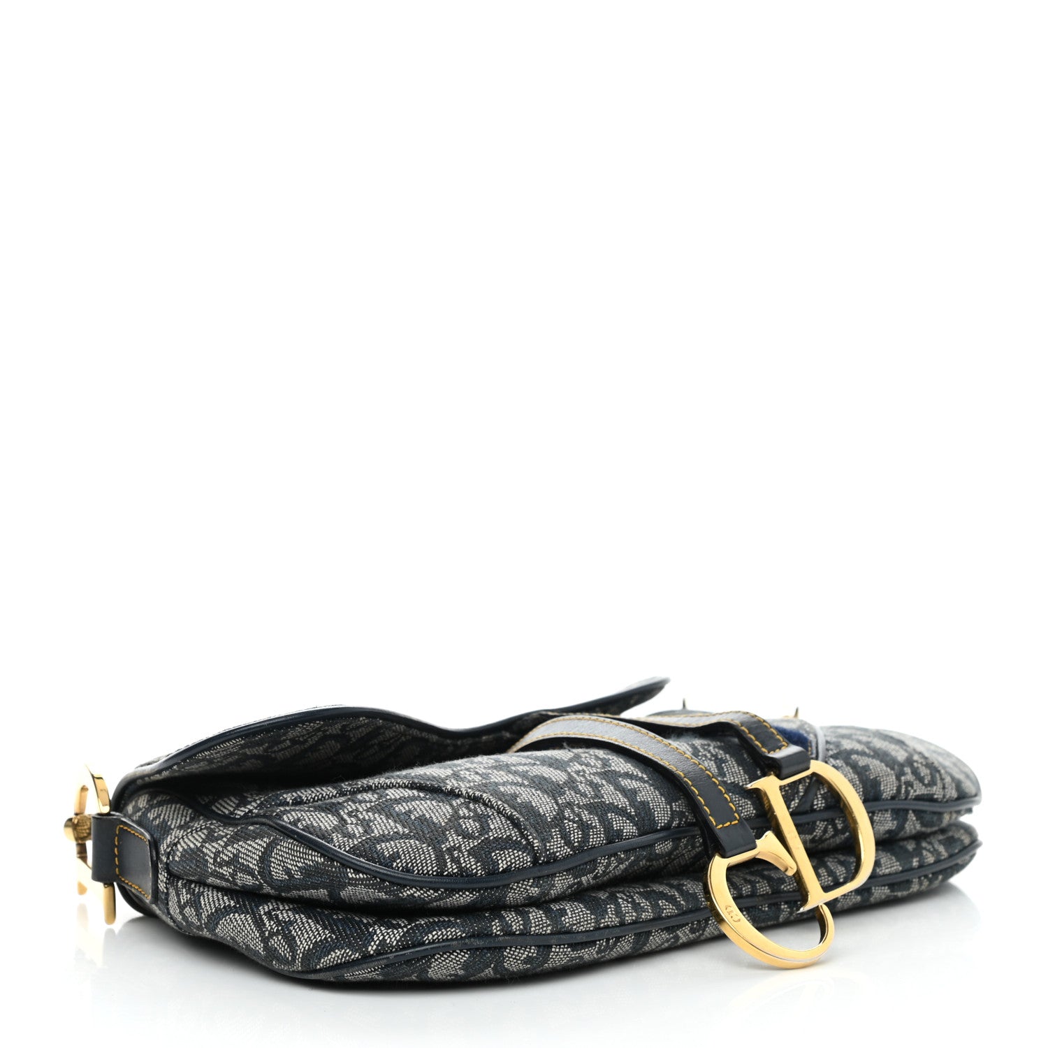 Christian Dior Monogram Double Saddle Bag Navy Blue 4 of 12