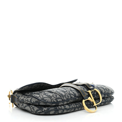 Christian Dior Monogram Double Saddle Bag Navy Blue 4 of 12