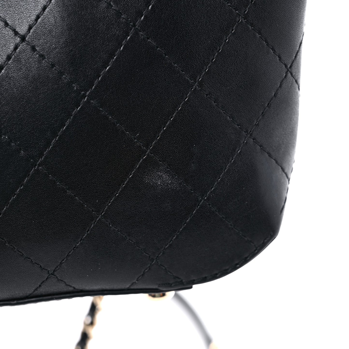 Calfskin Stitched Small Covered CC Flap Bag Black