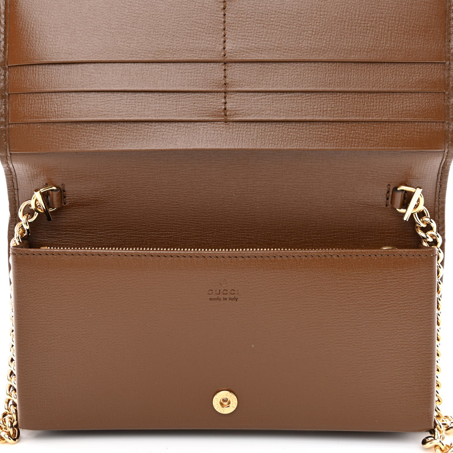 Gucci GG Supreme Monogram Azalea Calfskin Horsebit 1955 Wallet On Chain Beige Ebony Brown Sugar 6 of 12