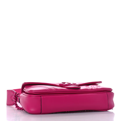 Gucci Calfskin Matelasse Monochrome GG Marmont Crossbody Shoulder Bag Classic Fuxia 7 of 12