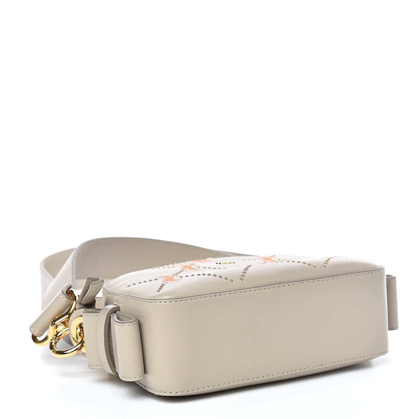 Smooth Calfskin Little Horses Embroidered Shoulder Bag Pastel Grey