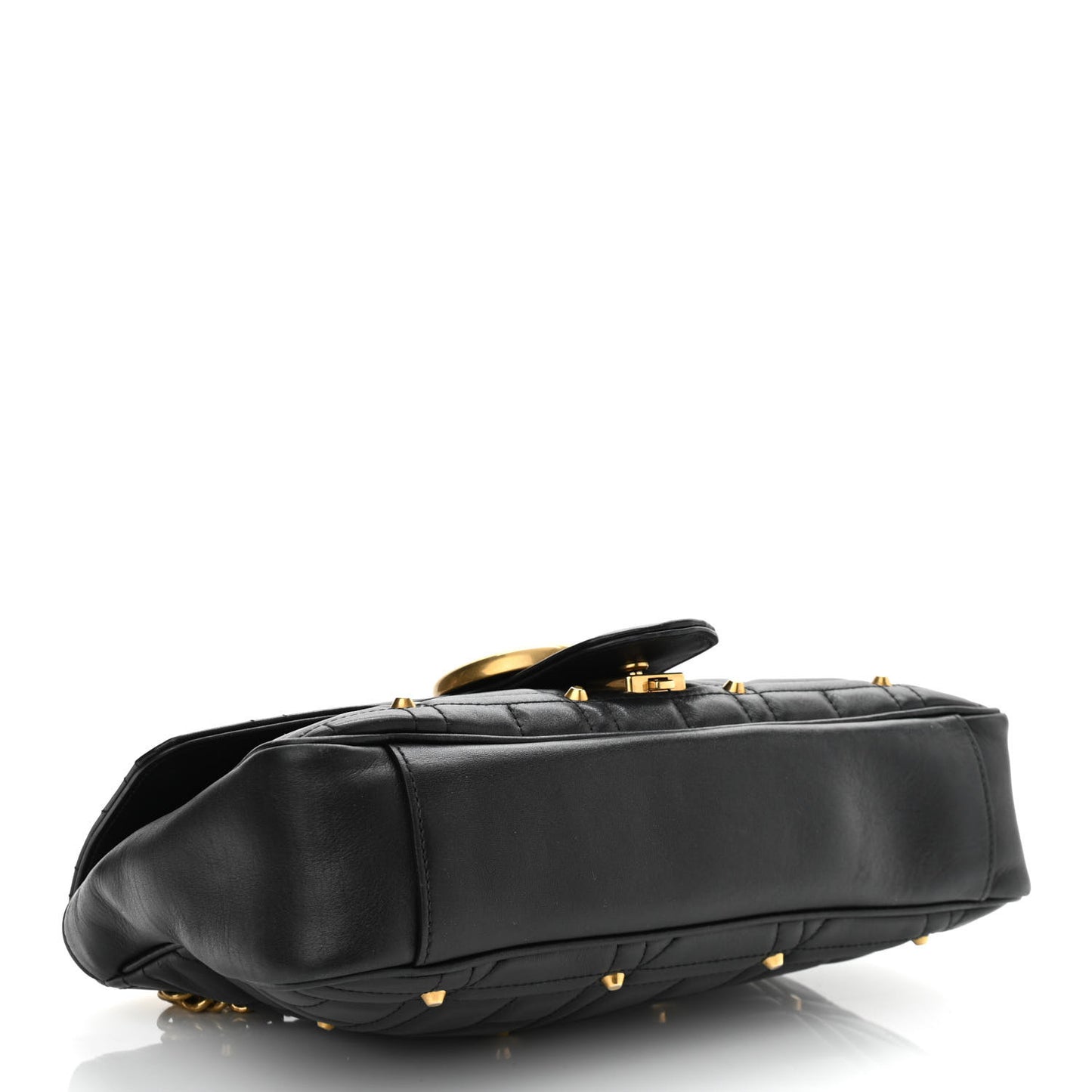 Calfskin Matelasse Studded Medium GG Marmont Shoulder Bag Black