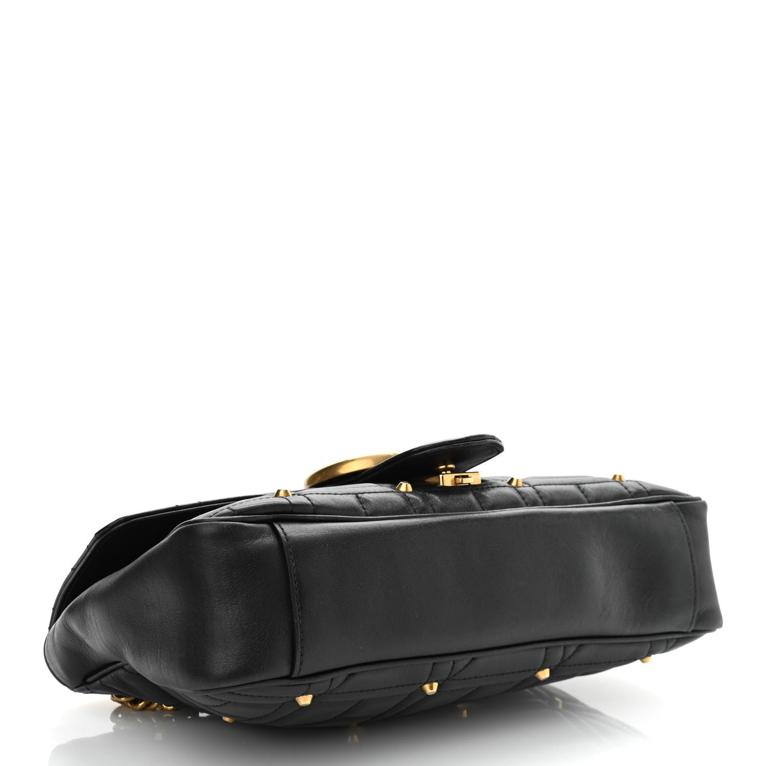 Gucci Calfskin Matelasse Studded Medium GG Marmont Shoulder Bag Black 4 of 15
