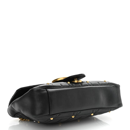 Gucci Calfskin Matelasse Studded Medium GG Marmont Shoulder Bag Black 4 of 15