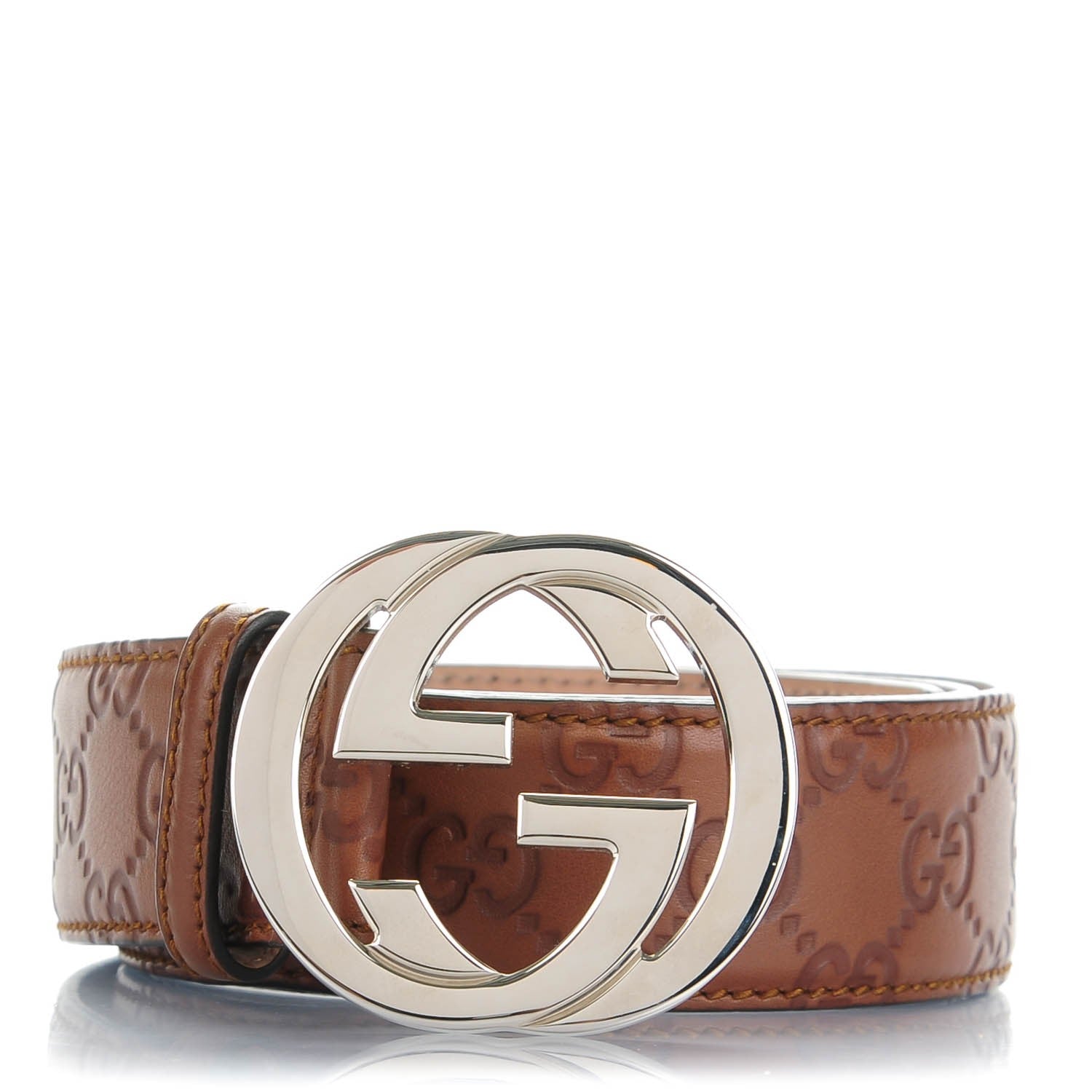 Gucci Guccissima Interlocking G Belt 90 36 Brown 1 of 7