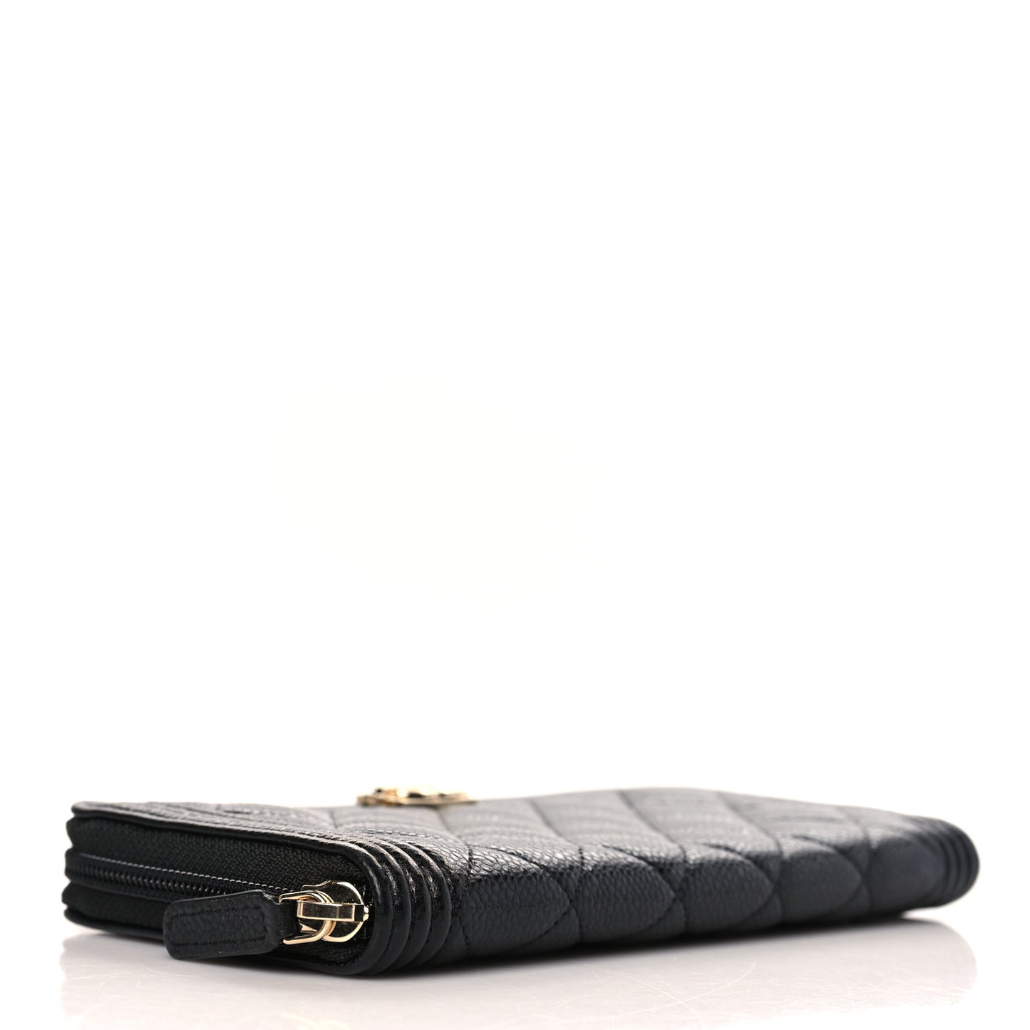 Caviar Quilted Boy Long Zip Around Wallet Black