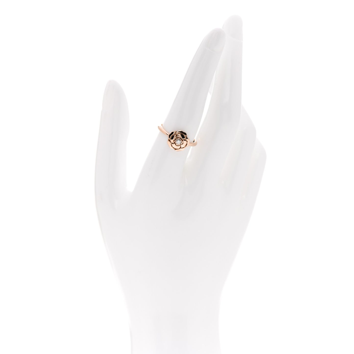 18K Rose Gold Diamond Extrait de Camelia Ring 56 7.5