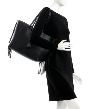Saint Laurent Calfskin Large Fringe Shopping Tote Black 2 of 9