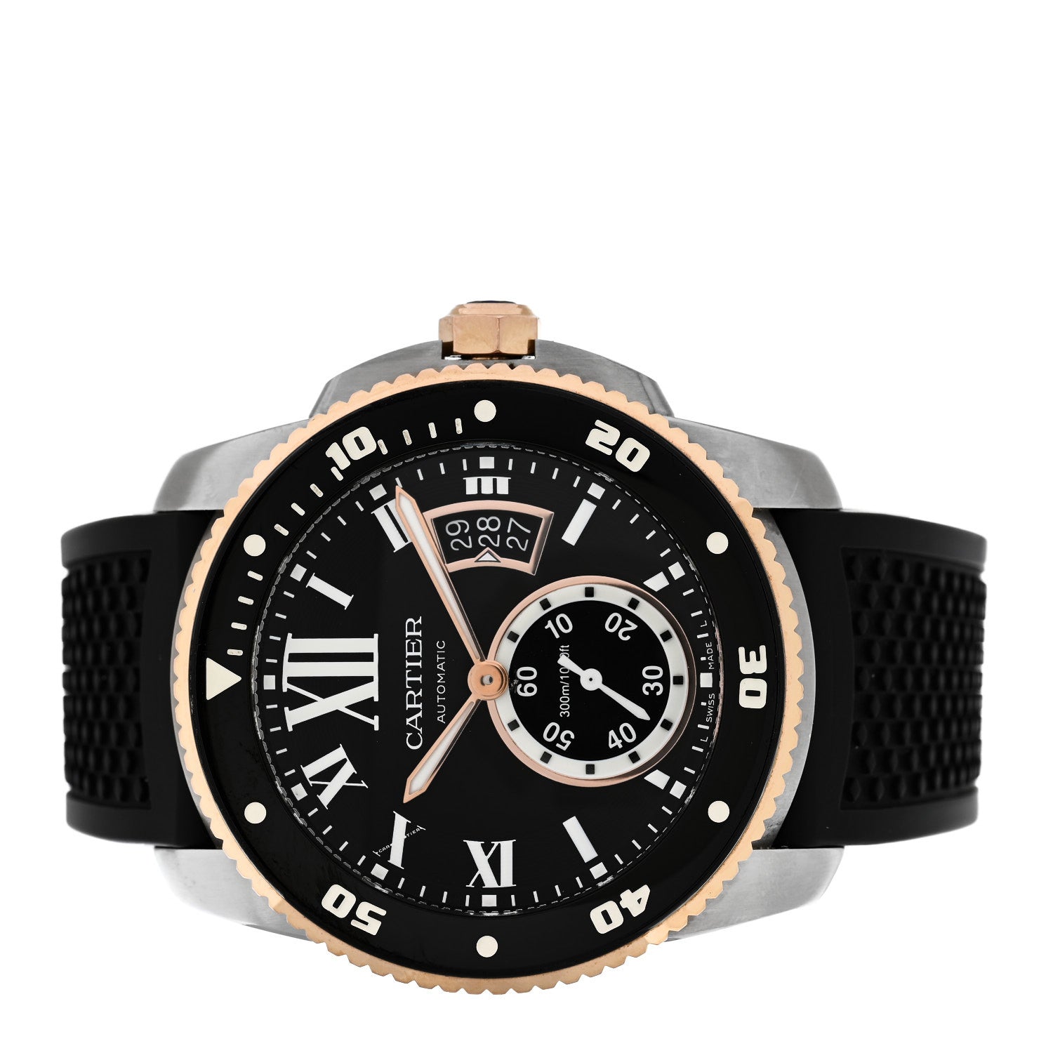 Cartier Stainless Steel 18K Pink Gold Rubber 42mm Calibre de Cartier Diver Automatic Watch Black 2 of 5