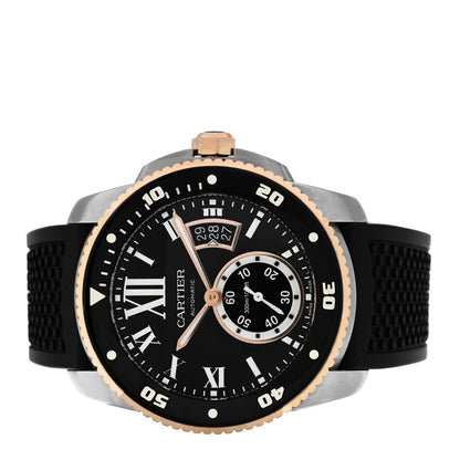 Cartier Stainless Steel 18K Pink Gold Rubber 42mm Calibre de Cartier Diver Automatic Watch Black 2 of 5