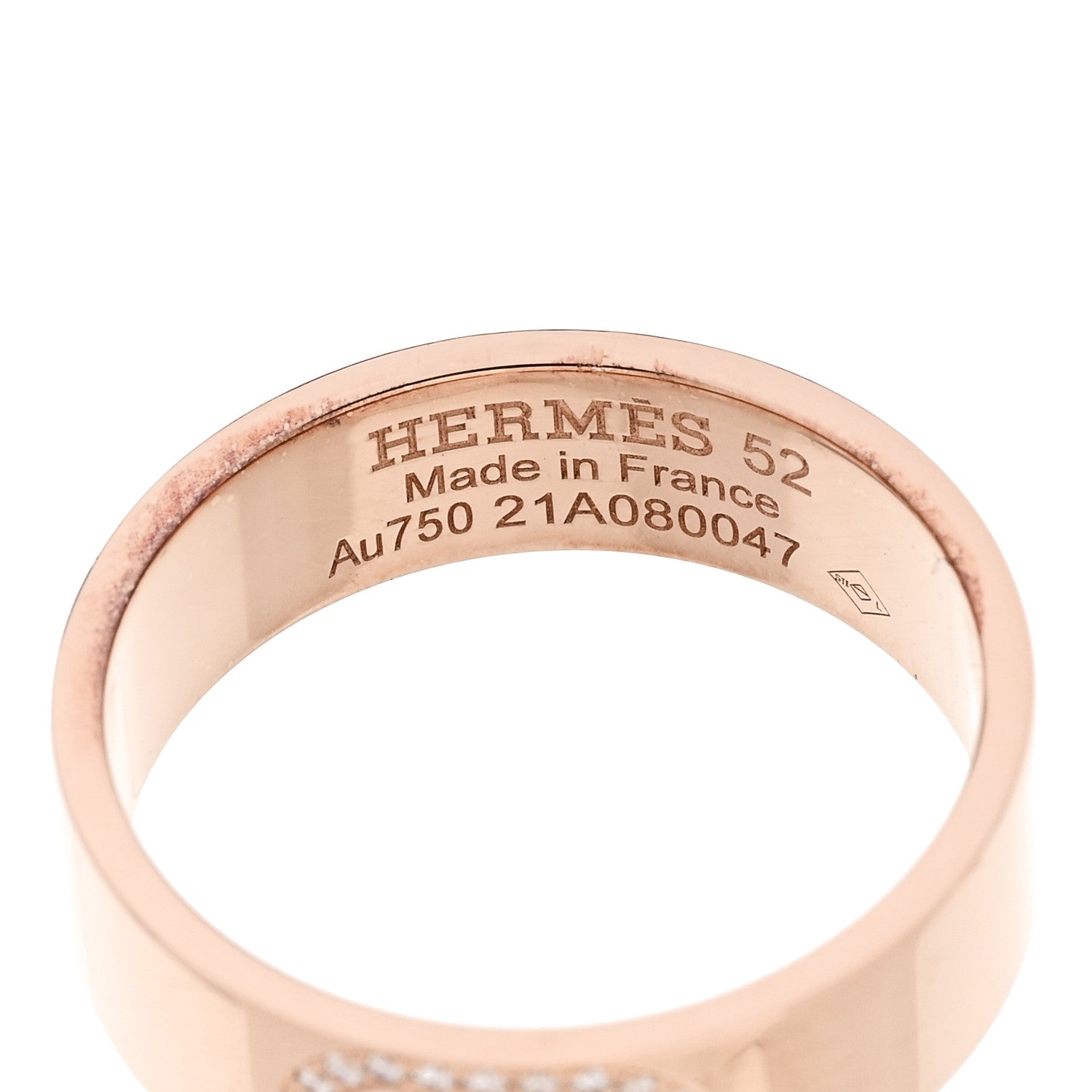 Hermes 18K Rose Gold Diamond PM H D'Ancre Ring 52 6 4 of 5