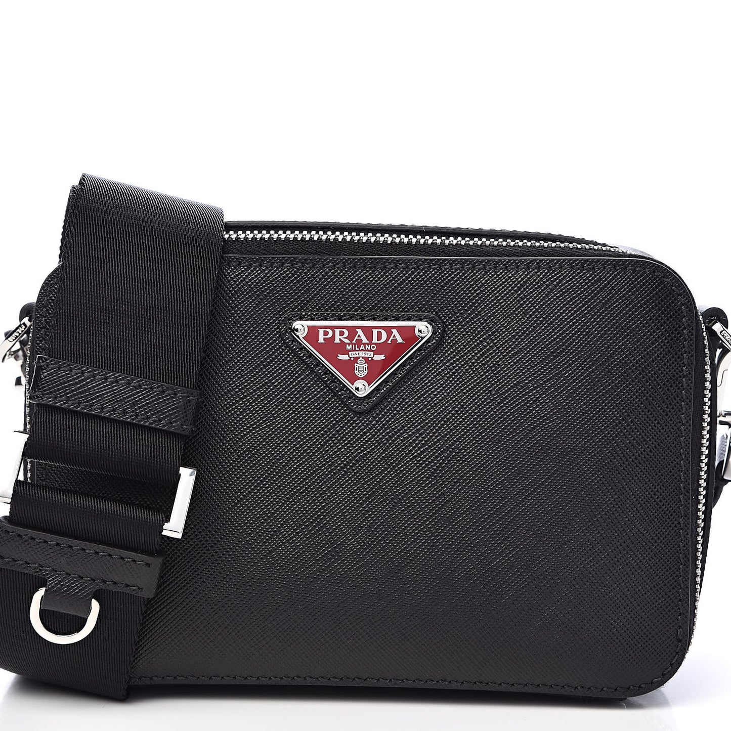 Saffiano Travel Small Brique Crossbody Bag Black