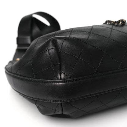 Chanel Calfskin Stitched Small Paris Rome Drawstring CC Bag Black 9 of 10