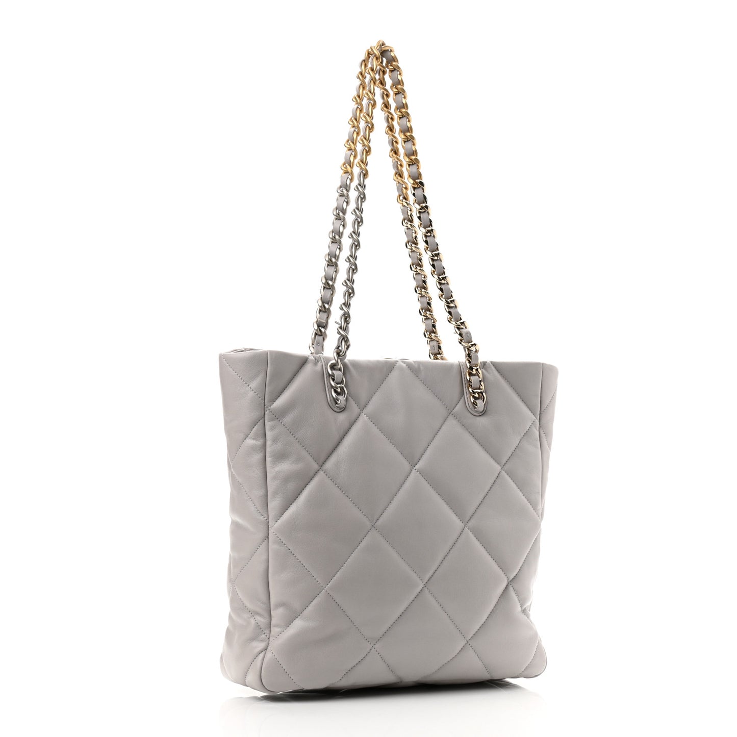 Lambskin Quilted Chanel 19 Shopping Bag Grey