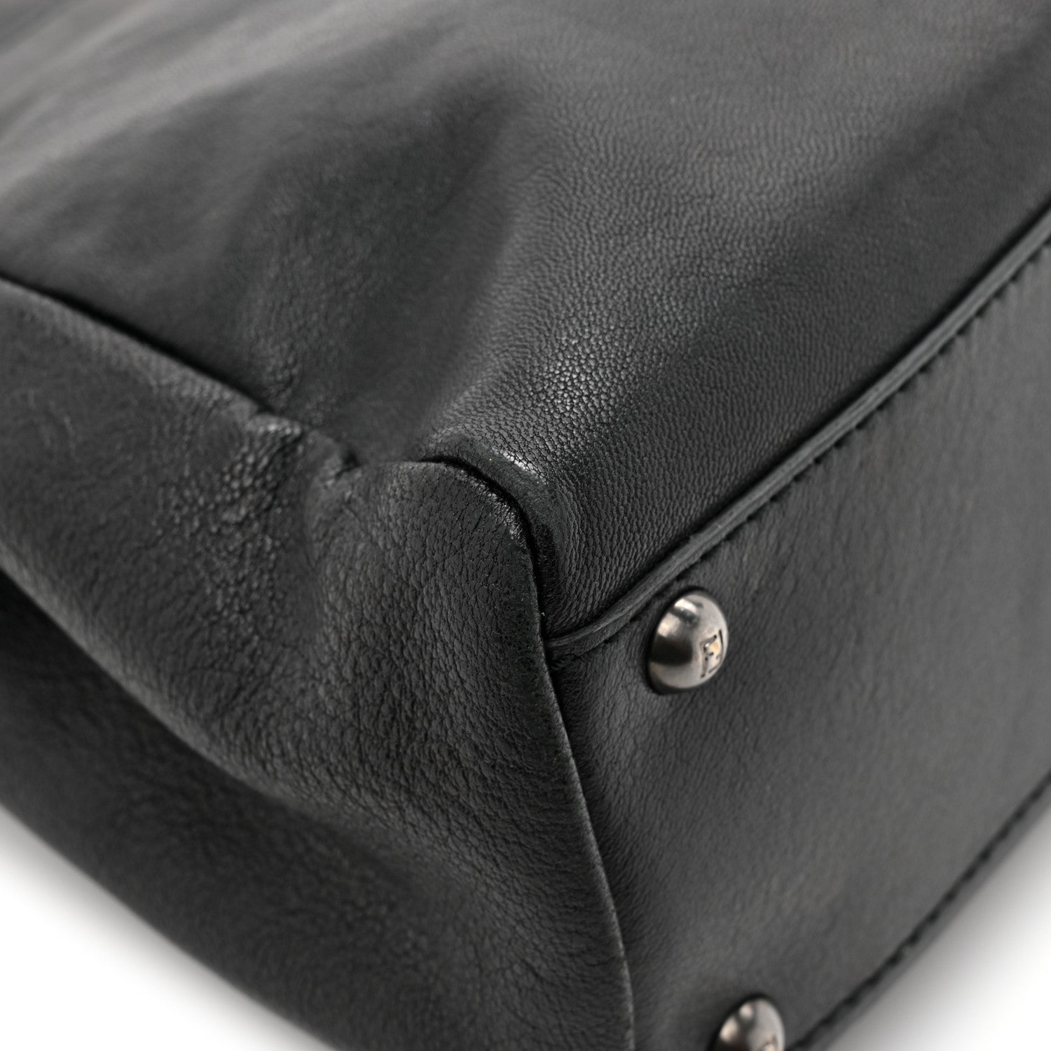 Fendi Goatskin Zucca Medium Peekaboo Iconic Satchel  Black Tobacco 10 of 13