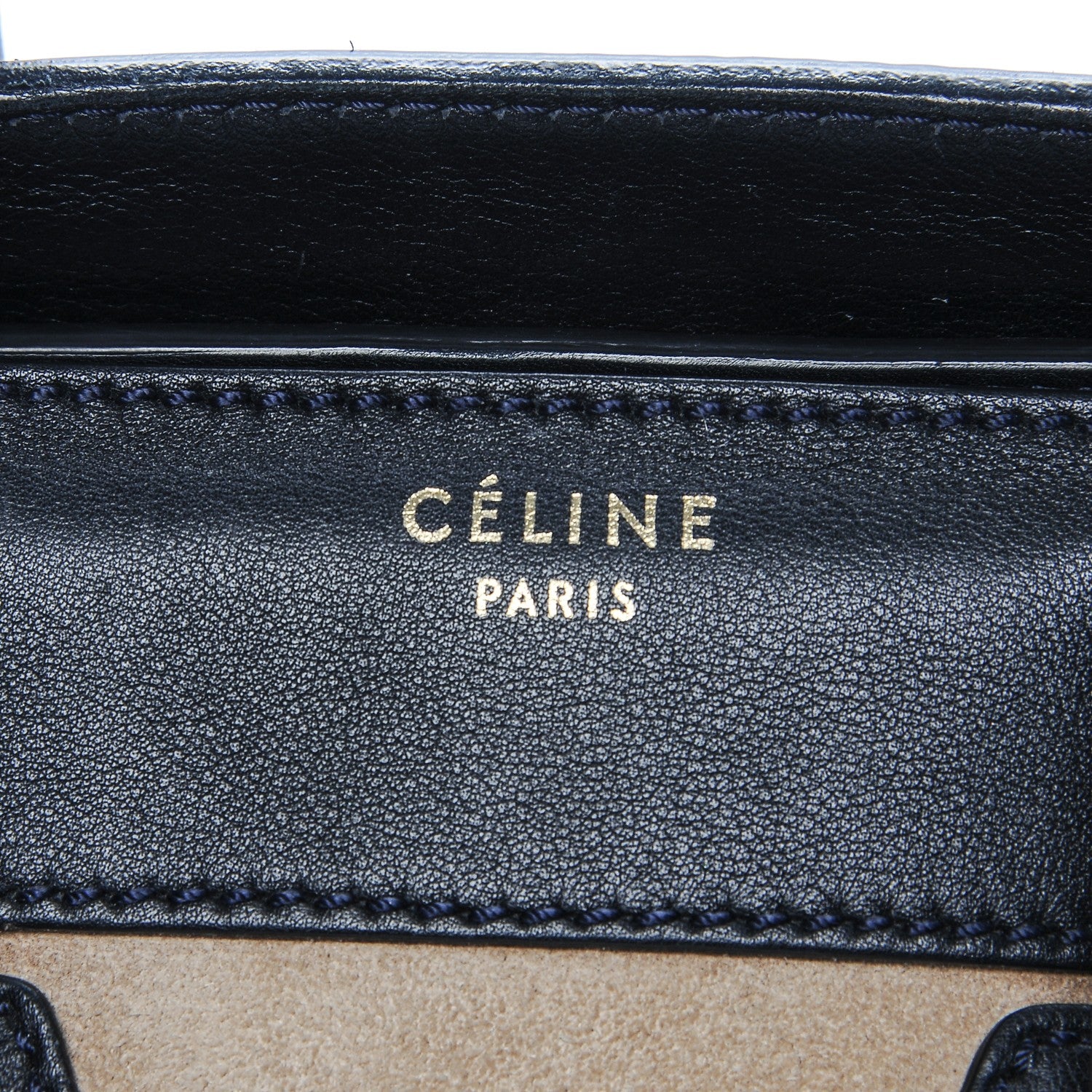 Celine Smooth Calfskin Suede Micro Bi-Color Luggage Navy Dune 7 of 8