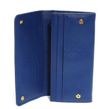 Prada Saffiano Metal Continental Flap Wallet Bleuette 9 of 10