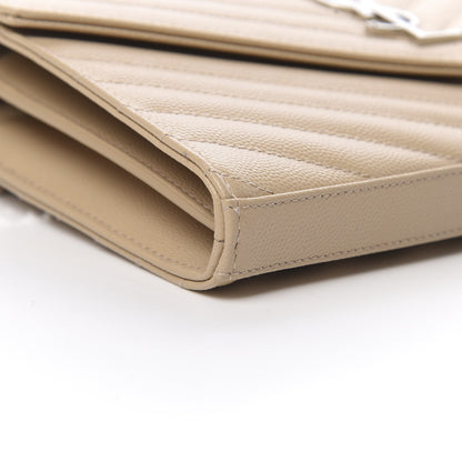 Saint Laurent Grain De Poudre Matelasse Chevron Monogram Chain Wallet Nude Powder 9 of 12
