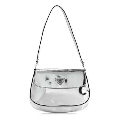 Prada Spazzolato Cleo Flap Shoulder Bag Argento 1 of 16