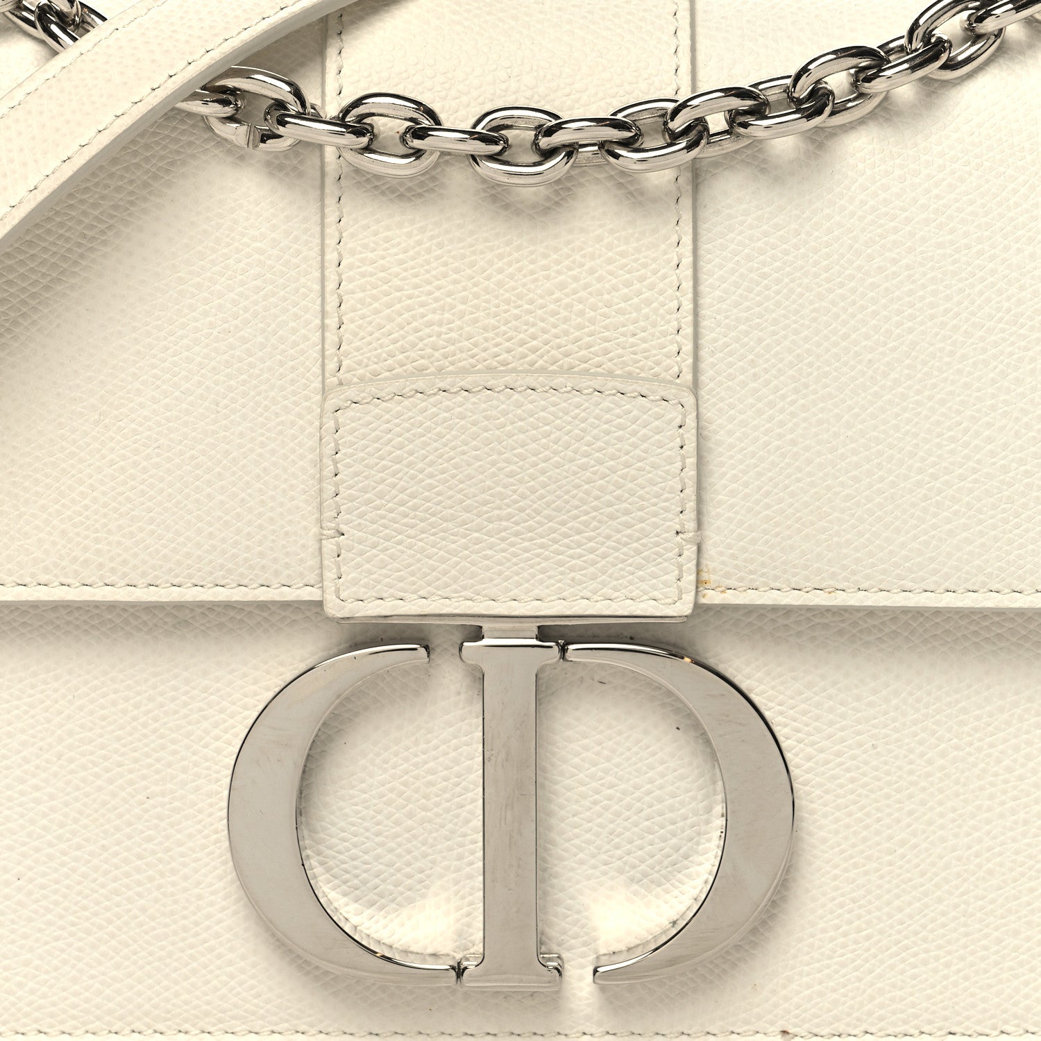 Christian Dior Grained Calfskin 30 Montaigne Chain Flap Bag White 7 of 13