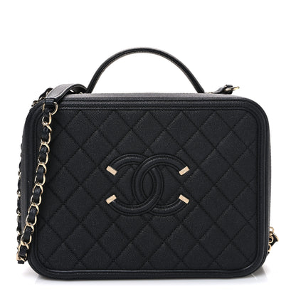 Chanel Caviar Quilted Large CC Filigree Vanity Case Black 1 of 12