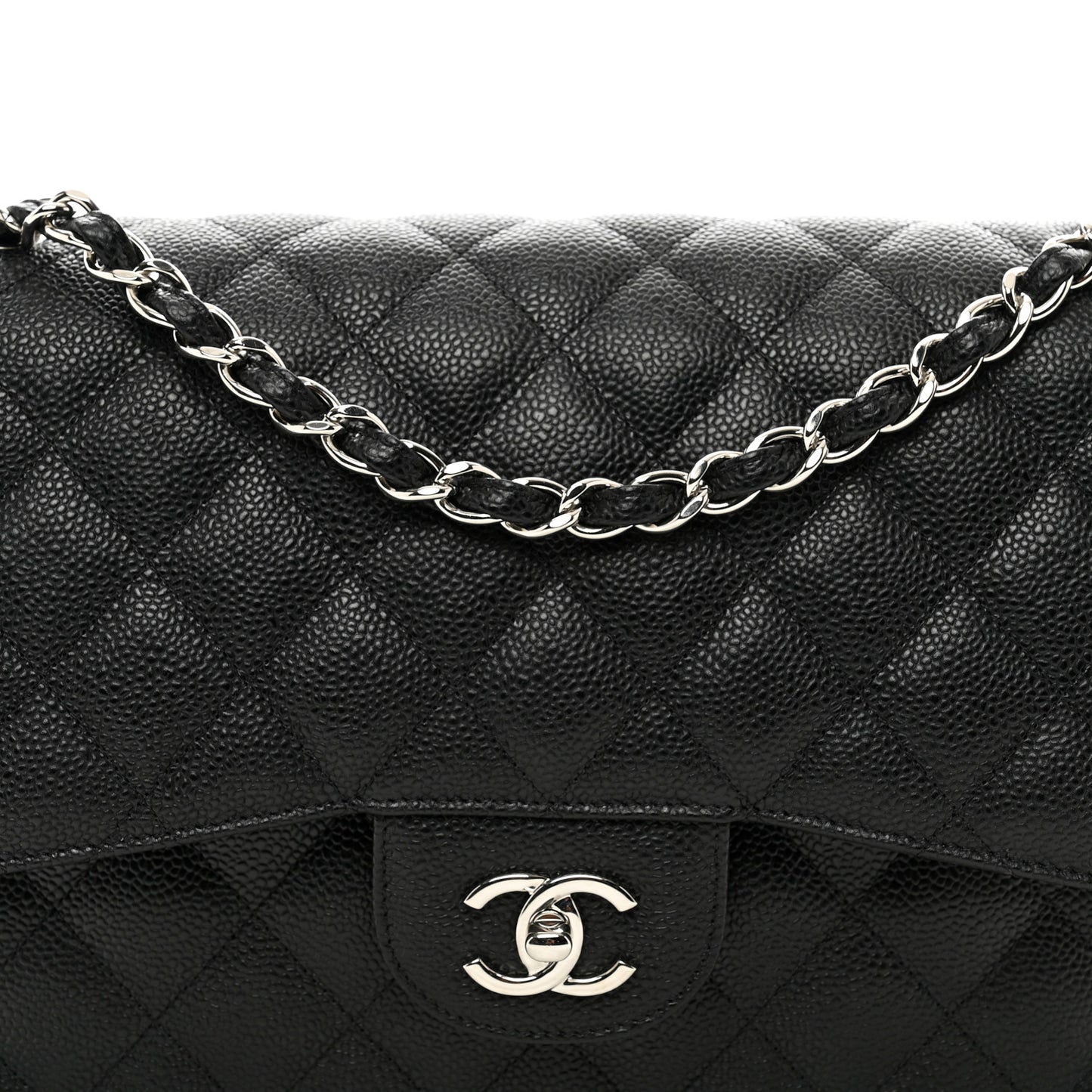 Caviar Quilted Jumbo Double Flap Black