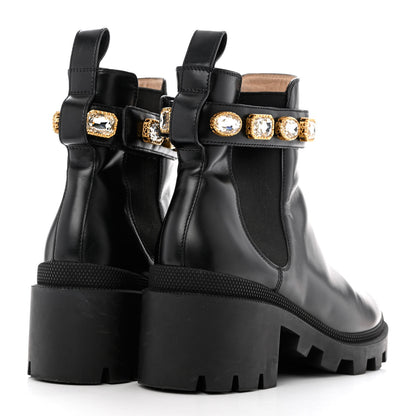 Gucci Calfskin Crystal GG Trip Chelsea Ankle Boots 37.5 Black 4 of 11