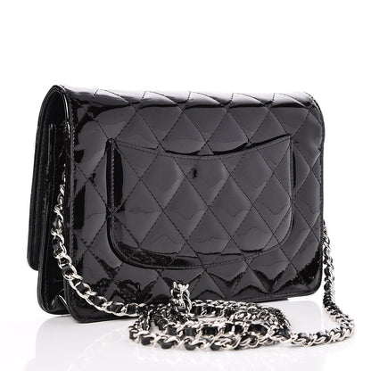 Chanel Patent Quilted Wallet On Chain WOC Black 3 of 9
