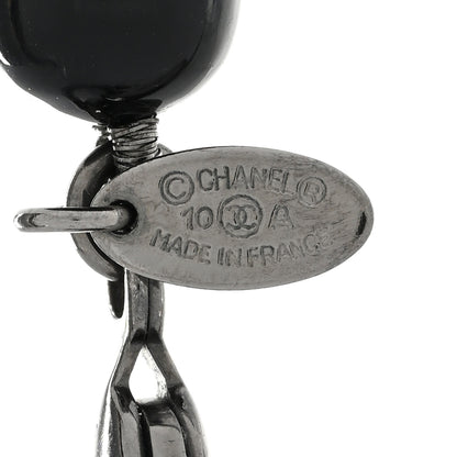 Chanel Ruthenium Pearl Beaded CC Long Necklace Black 6 of 7