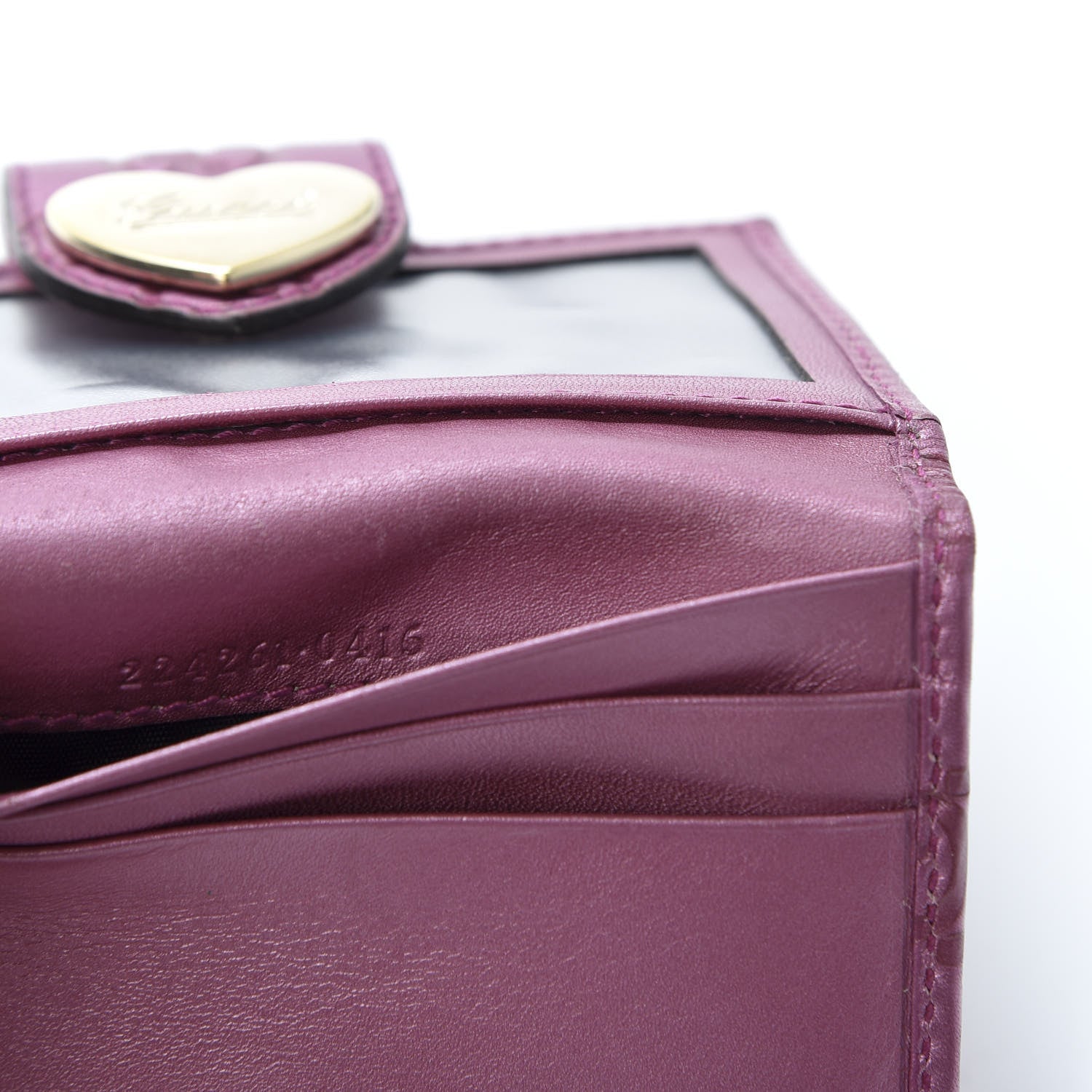 Gucci Metallic Soft Guccissima Heart Travel Wallet Fresia Rose 8 of 9