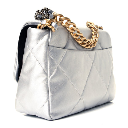 Chanel Metallic Goatskin Quilted Medium Chanel 19 Flap Silver 2 of 4