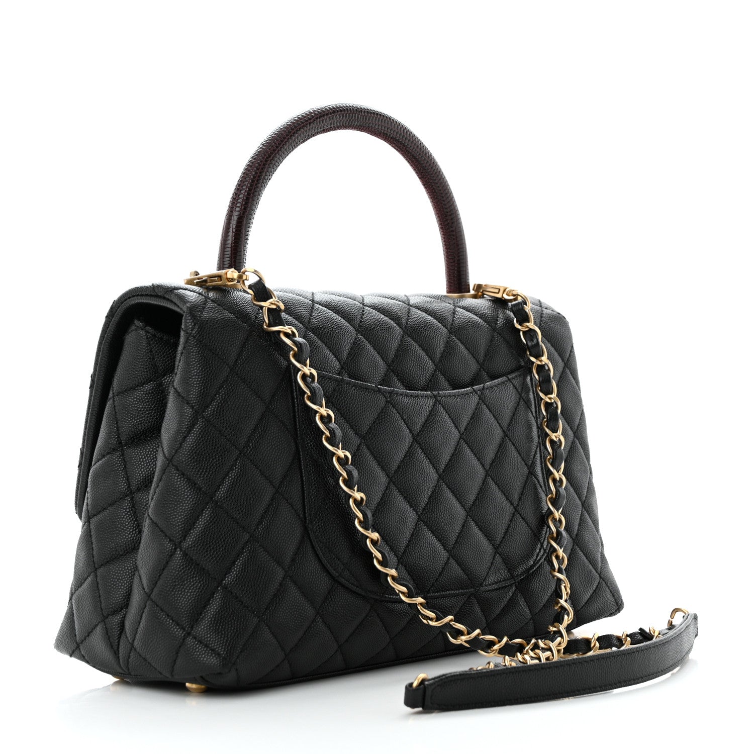 Chanel Caviar Lizard Quilted Small Coco Handle Flap Black 3 of 12
