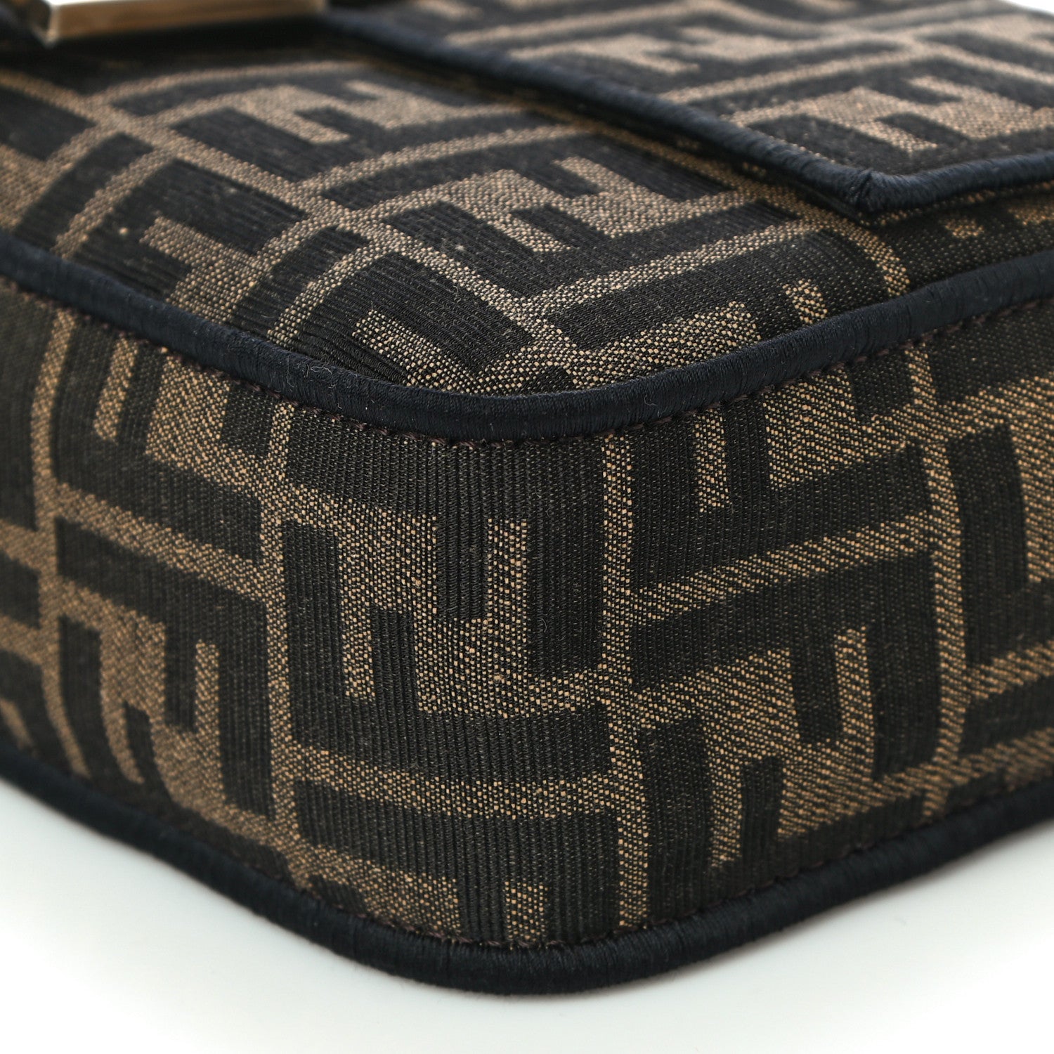 Fendi Fabric Jacquard FF 1974 Medium Baguette Tobacco Moro Black 10 of 11