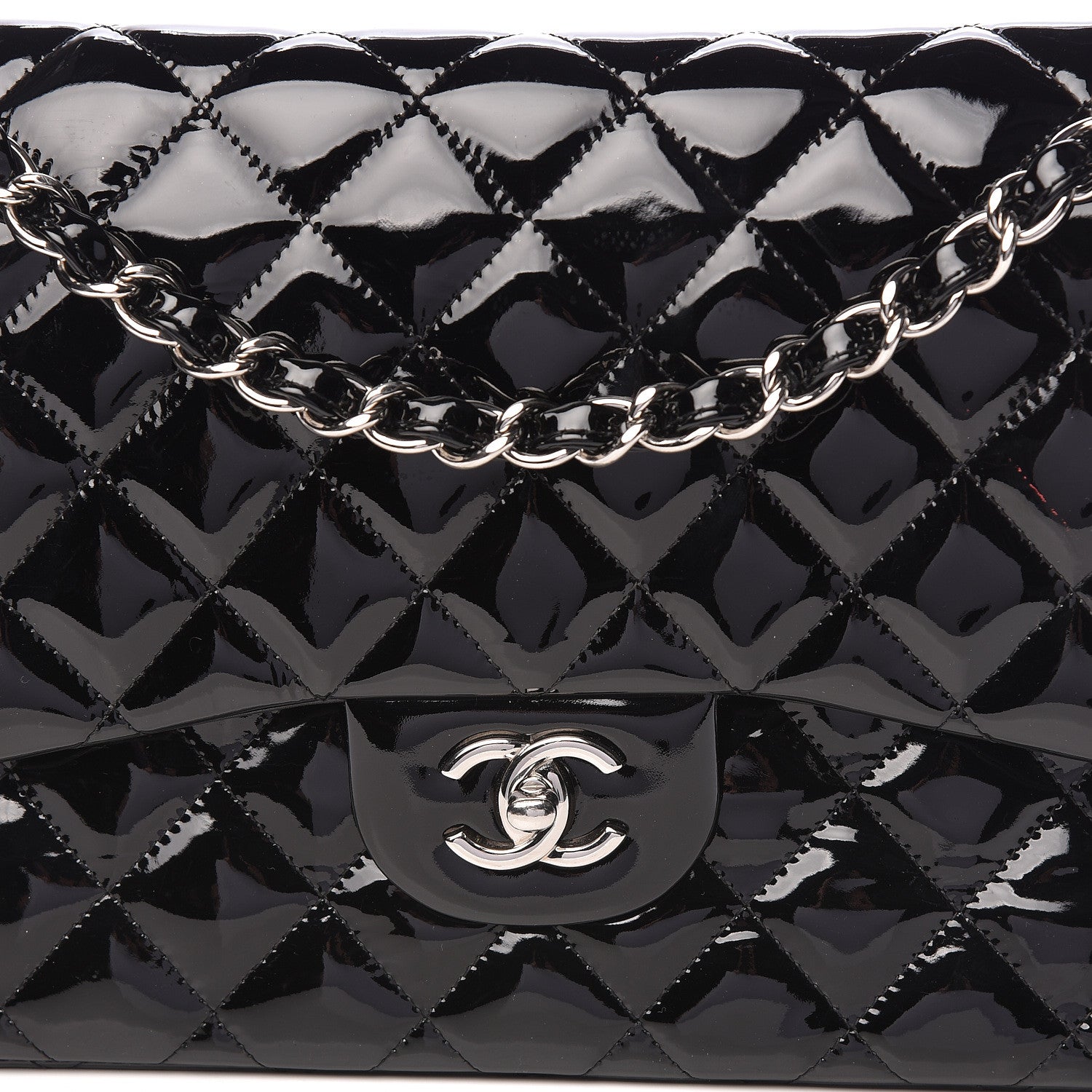 Chanel Patent Quilted Jumbo Double Flap Black 15 of 15