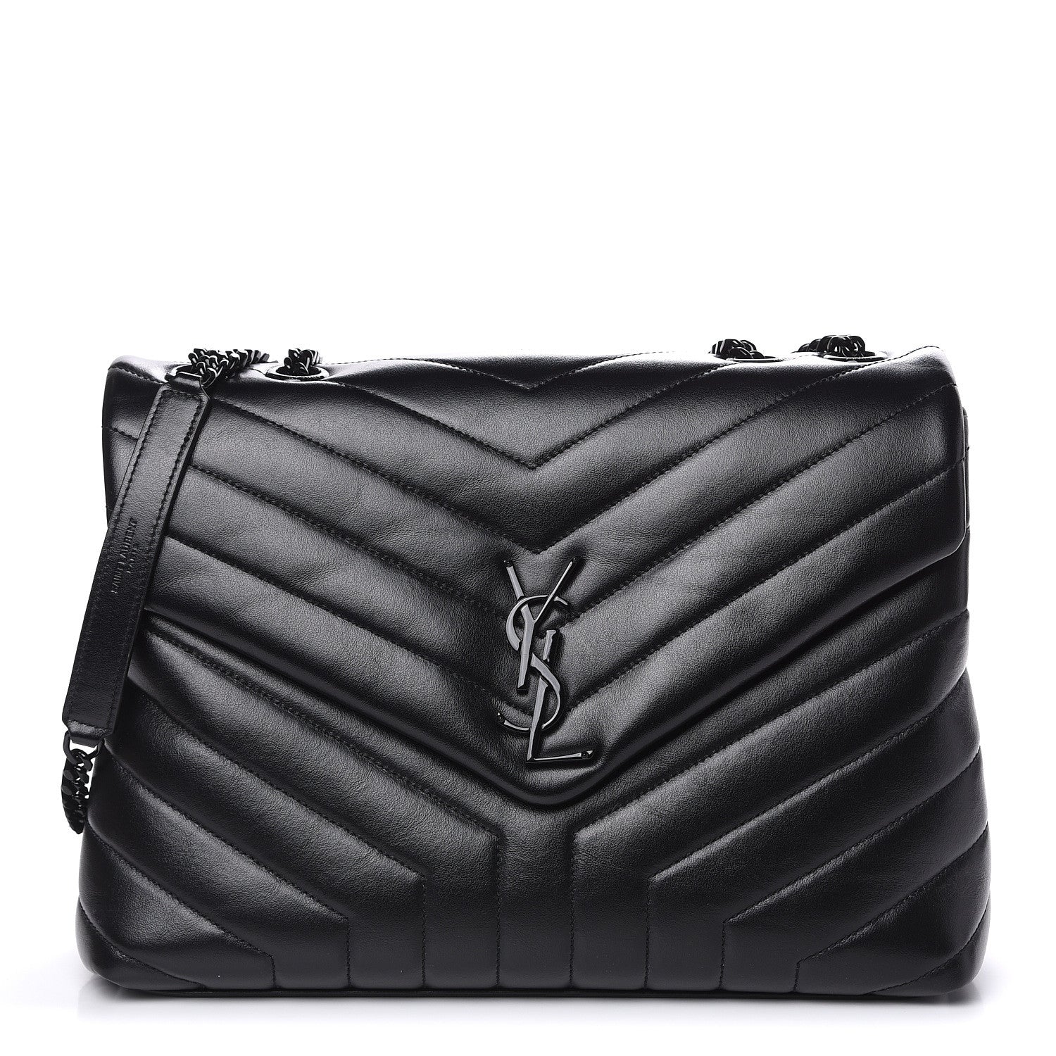 Saint Laurent Calfskin Y Quilted Monogram Medium Loulou Chain Satchel Black 1 of 10