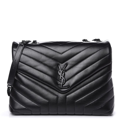 Saint Laurent Calfskin Y Quilted Monogram Medium Loulou Chain Satchel Black 1 of 10