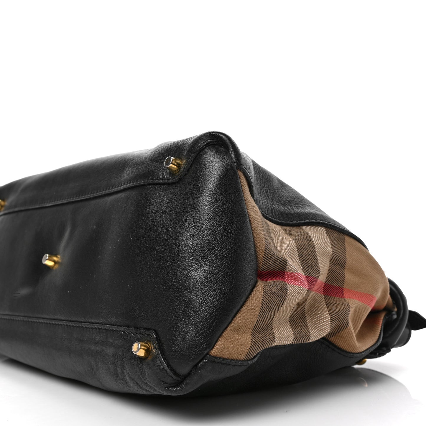 Derby Calfskin House Check Medium Banner Tote Black