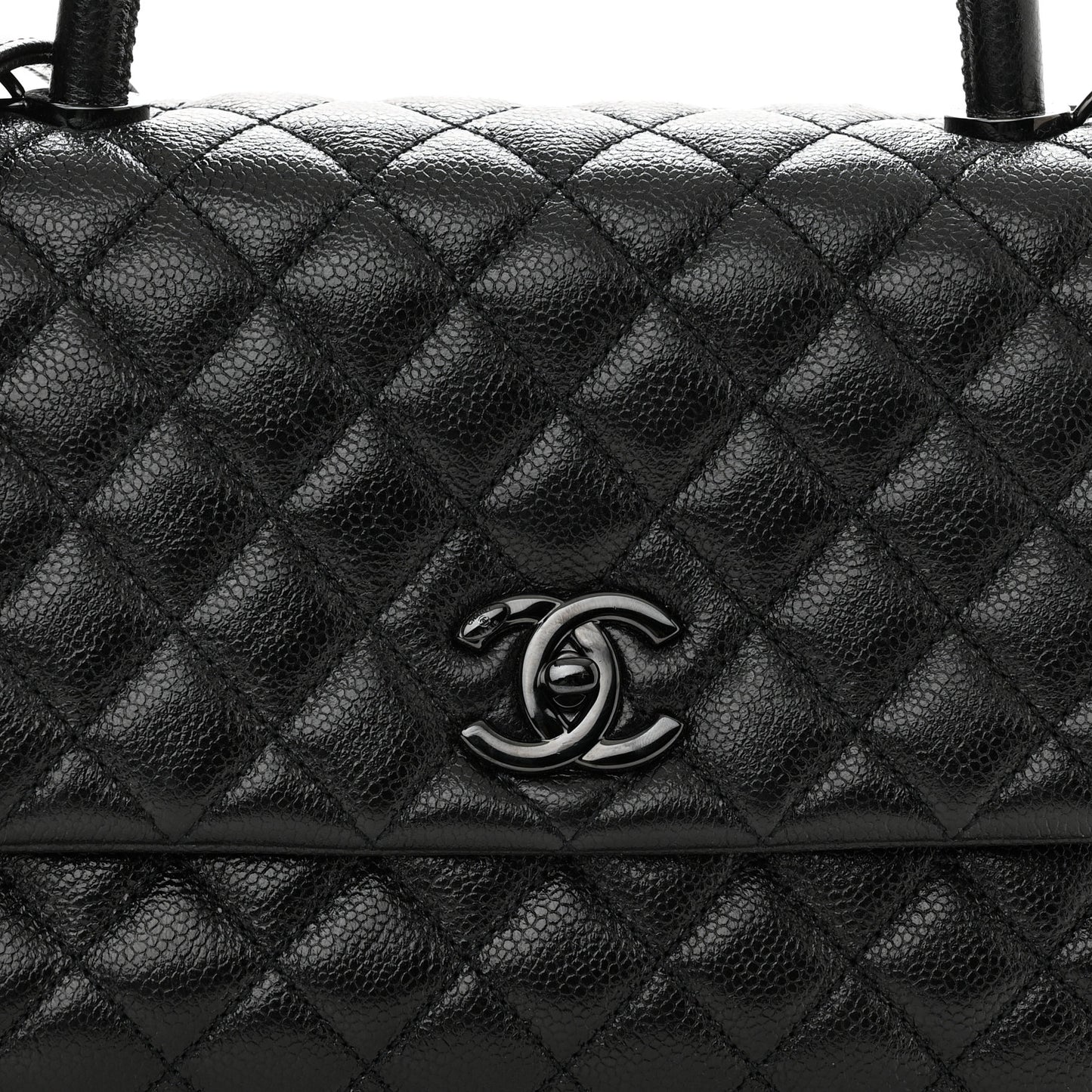 Caviar Quilted Small Coco Handle Flap So Black