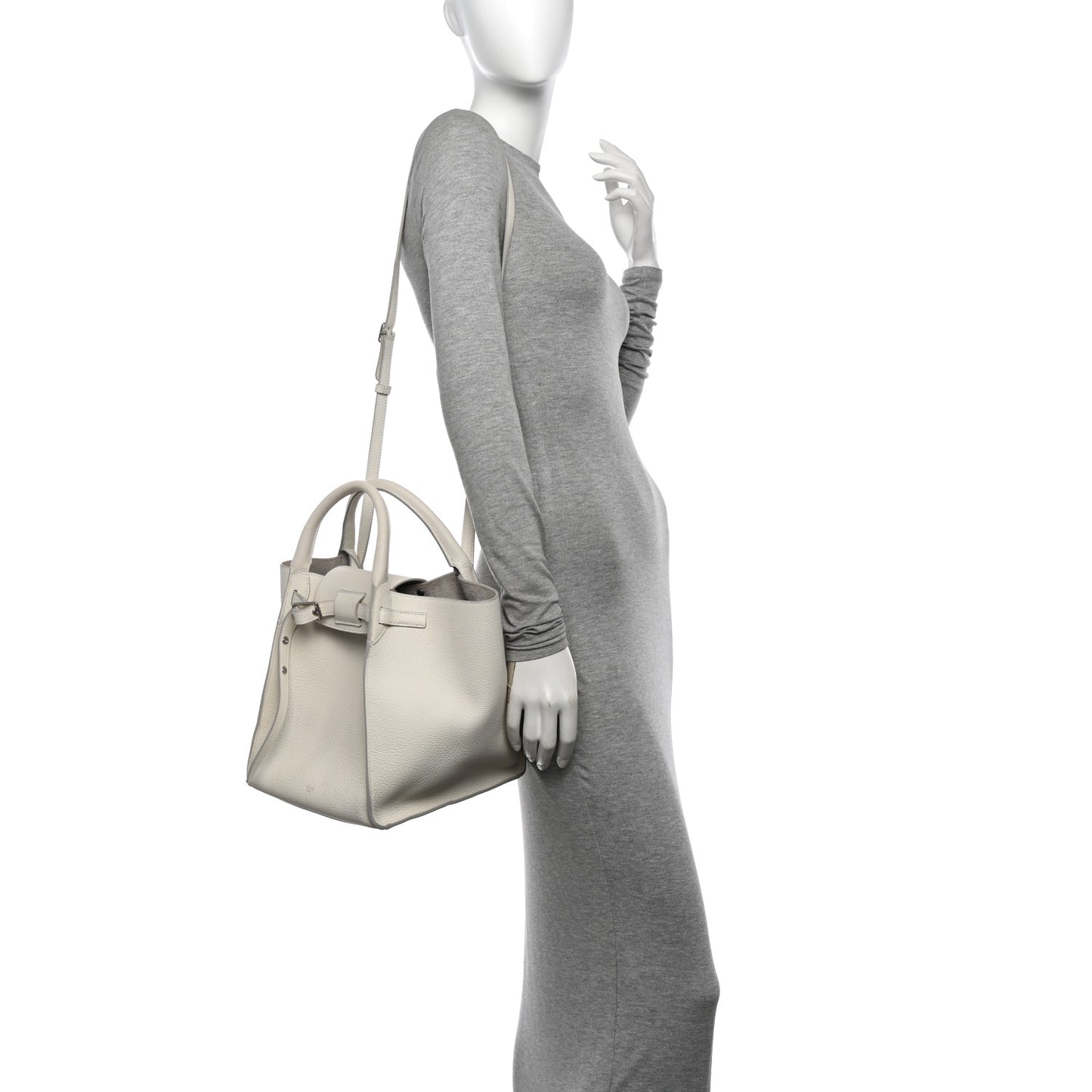 Supple Grained Calfskin Small Big Bag White