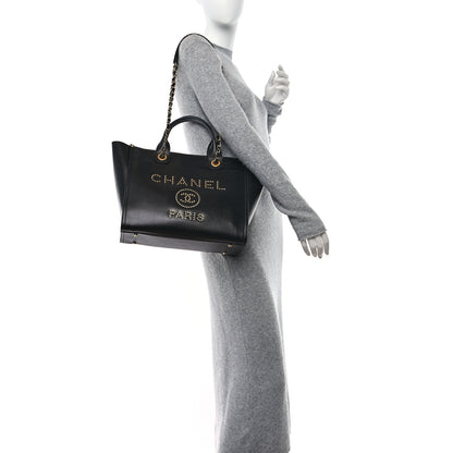 Chanel Caviar Small Studded Deauville Tote Black 2 of 15