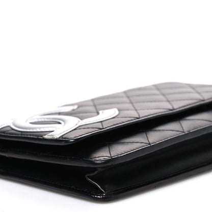 Chanel Calfskin Quilted Cambon Wallet on Chain WOC Black Silver 10 of 11