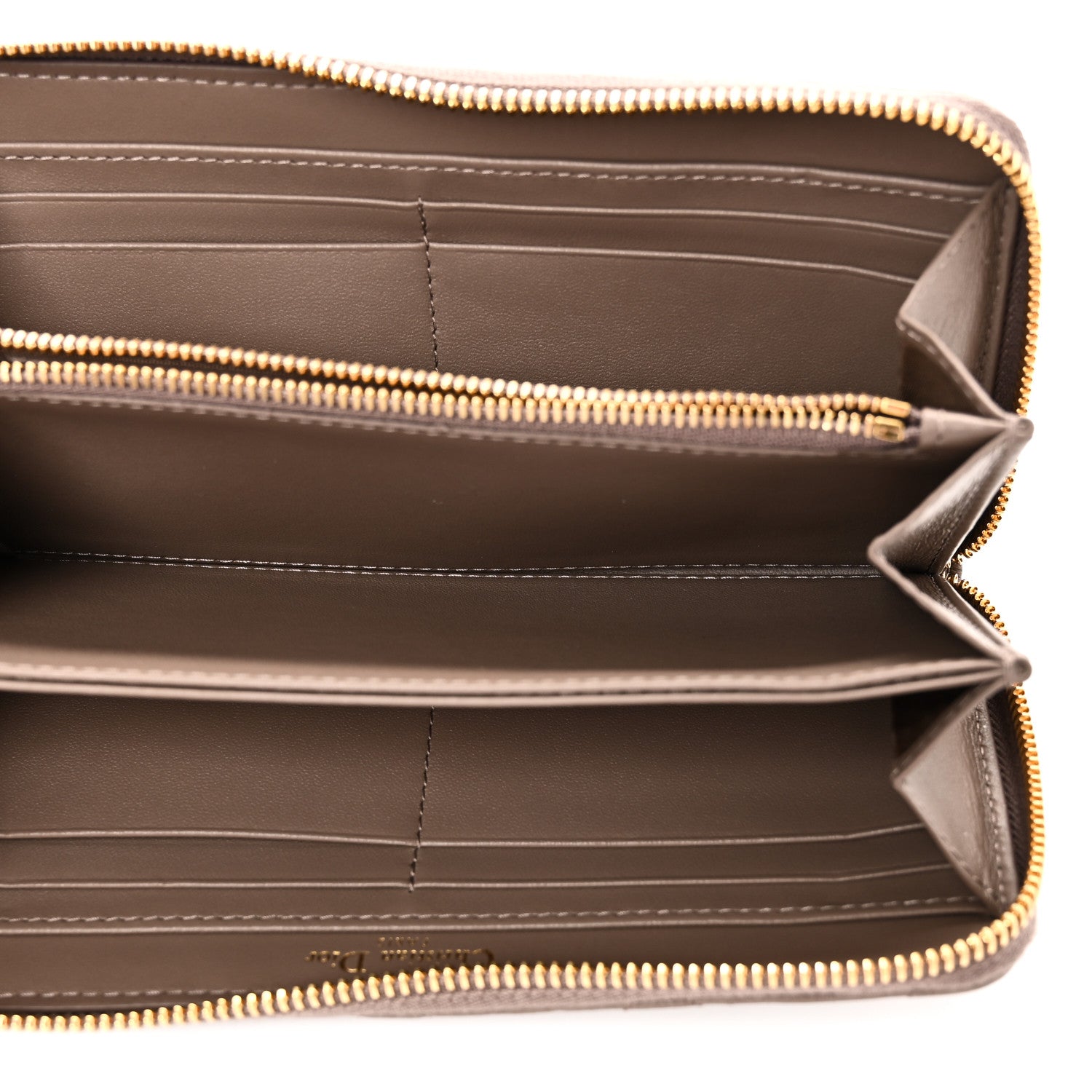 Christian Dior Grained Calfskin Supple Cannage Caro Zip Wallet Taupe 5 of 7